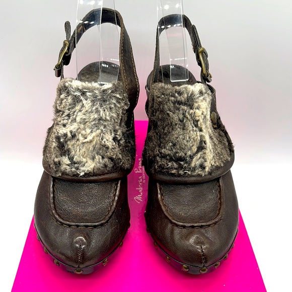 Materia Prima Ruga Kena Shearling Brown Mules Size 37 - Picture 3 of 11